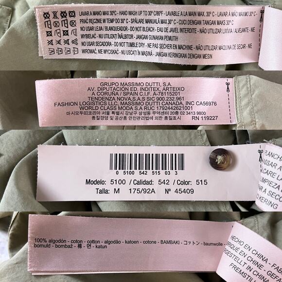 Massimo Dutti Blouse Top M Olive Green Button Down Pockets - Picture 8 of 12